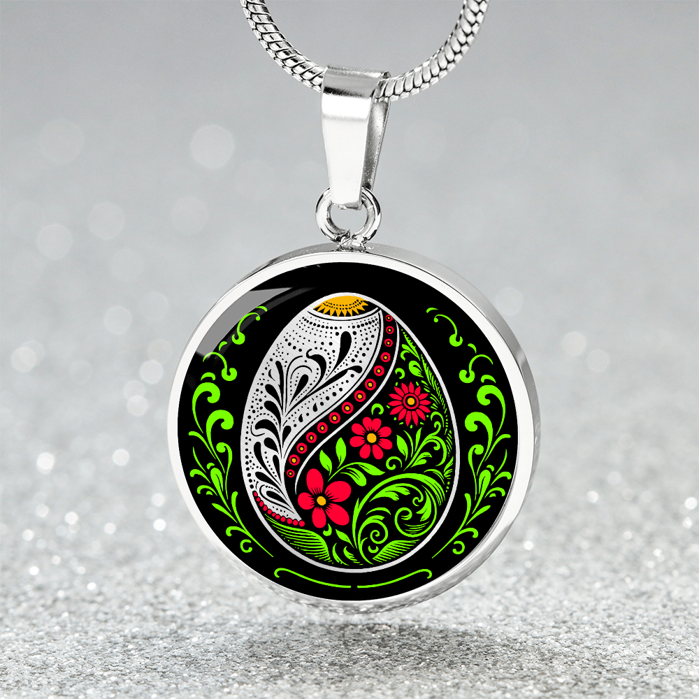 Easter Egg Pendant Necklace - Silver Stainless Steel