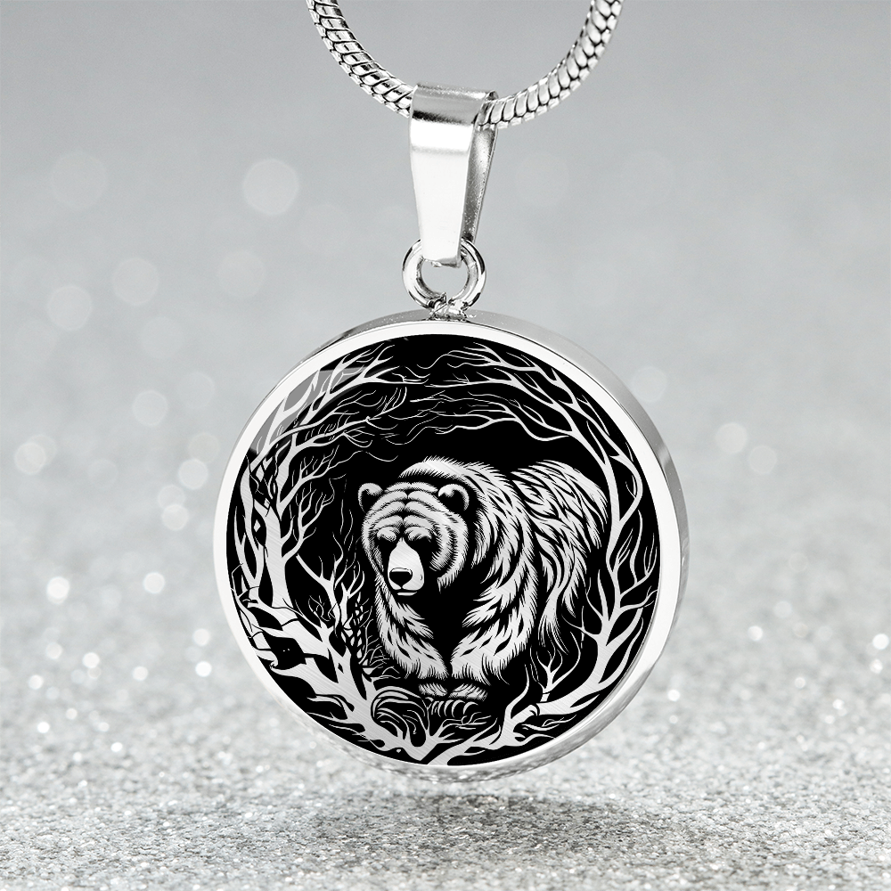 Silver Bear Necklace - Silver Stainless Steel Charm Pendant