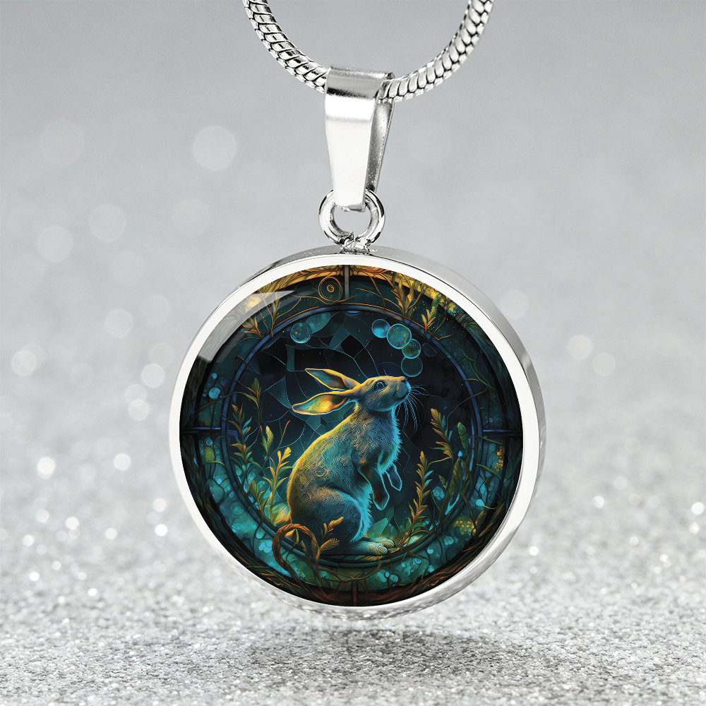 Water Rabbit Necklace - Silver Stainless Steel Charm Pendant