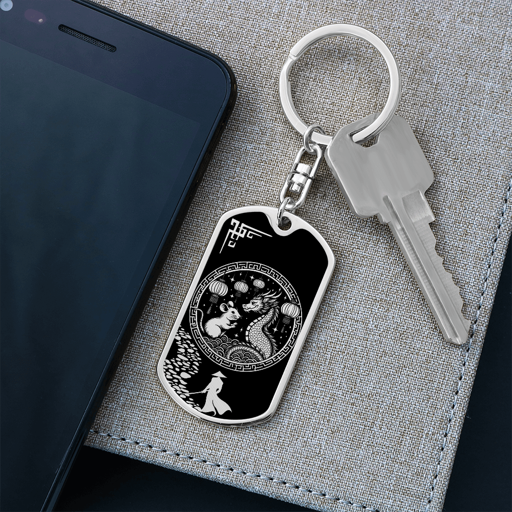 Rat and Dragon Keychain Chinese Zodiac Pendant Jewelry