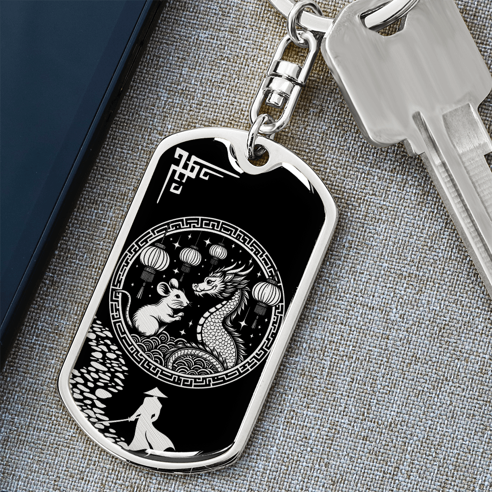 Rat and Dragon Keychain Chinese Zodiac Pendant Jewelry
