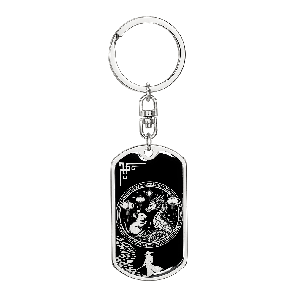 Rat and Dragon Keychain Chinese Zodiac Pendant Jewelry