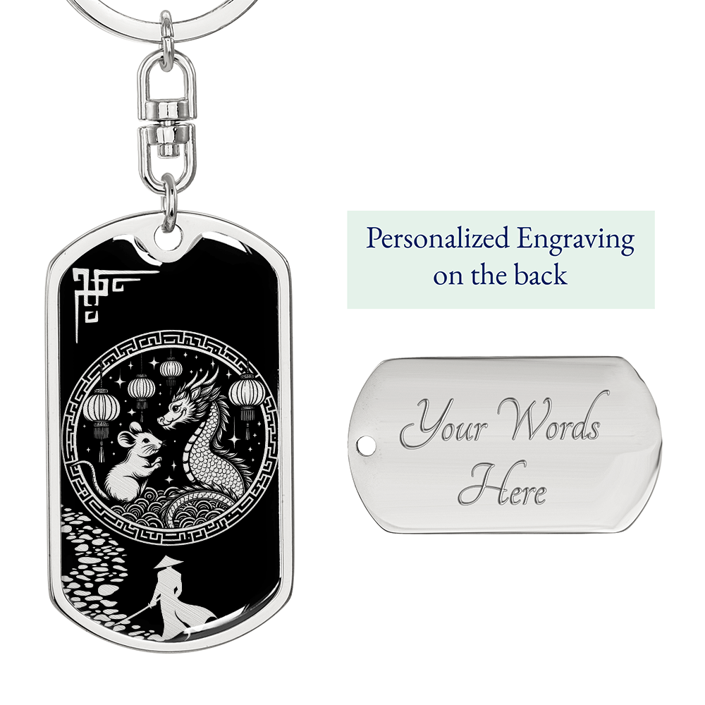 Rat and Dragon Keychain Chinese Zodiac Pendant Jewelry