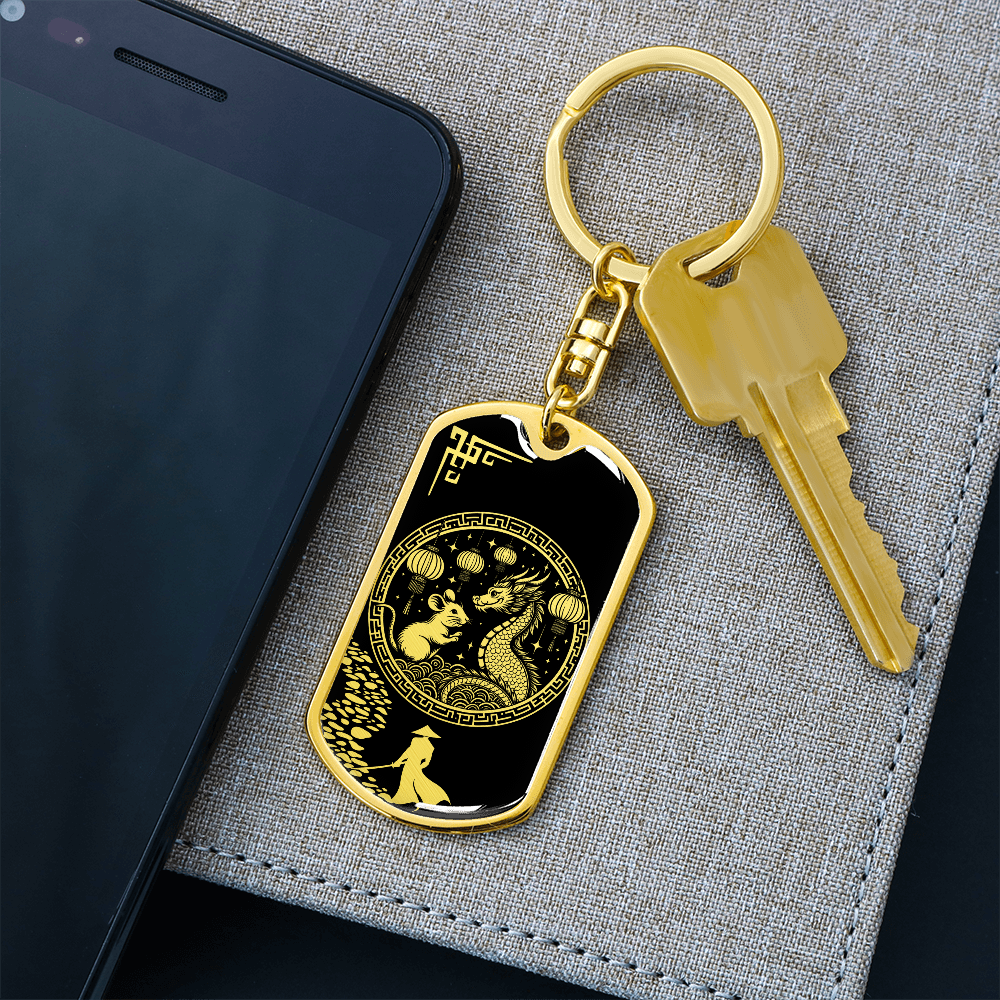 Rat and Dragon Keychain Chinese Zodiac Pendant Jewelry
