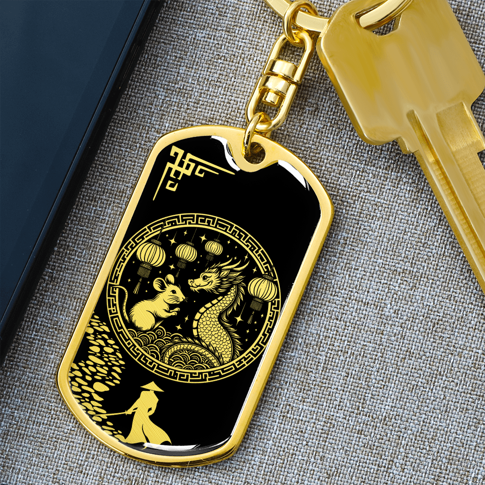 Rat and Dragon Keychain Chinese Zodiac Pendant Jewelry