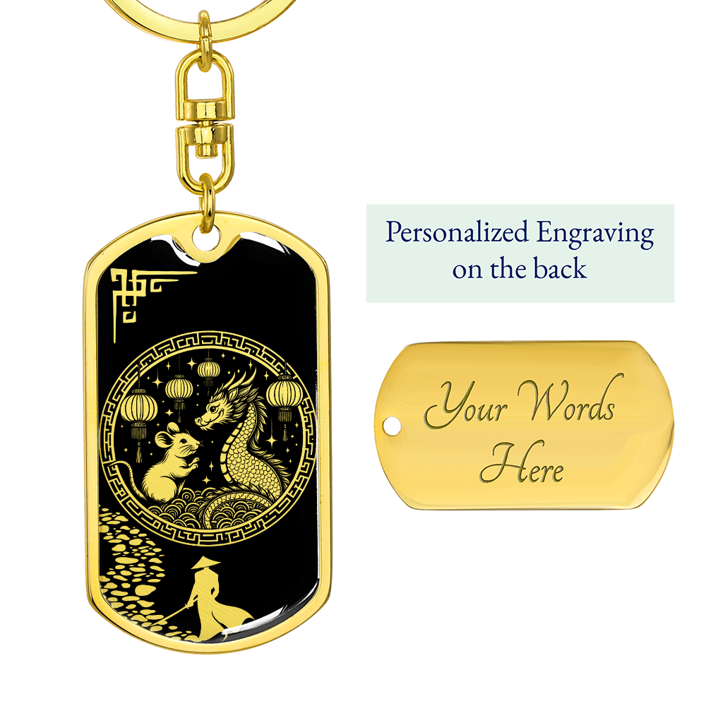 Rat and Dragon Keychain Chinese Zodiac Pendant Jewelry