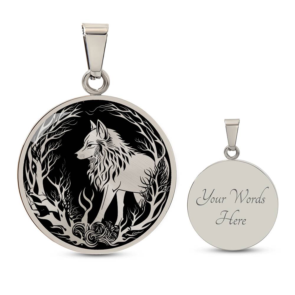 Silver Wolf Necklace, Personalized Nature Jewelry, Engraved Animal Spirit Companion Gift, Gold Lunar New Year of the Dog Charm Pendant