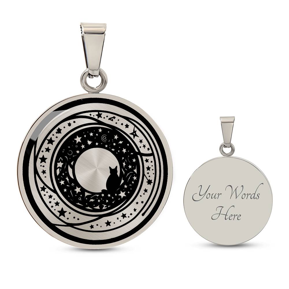Engraved Silver Witch Necklace Pendant