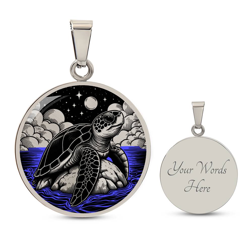 Engraved Sea Turtle Necklace