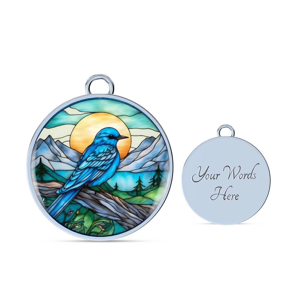 Blue Bird pendant with engraving