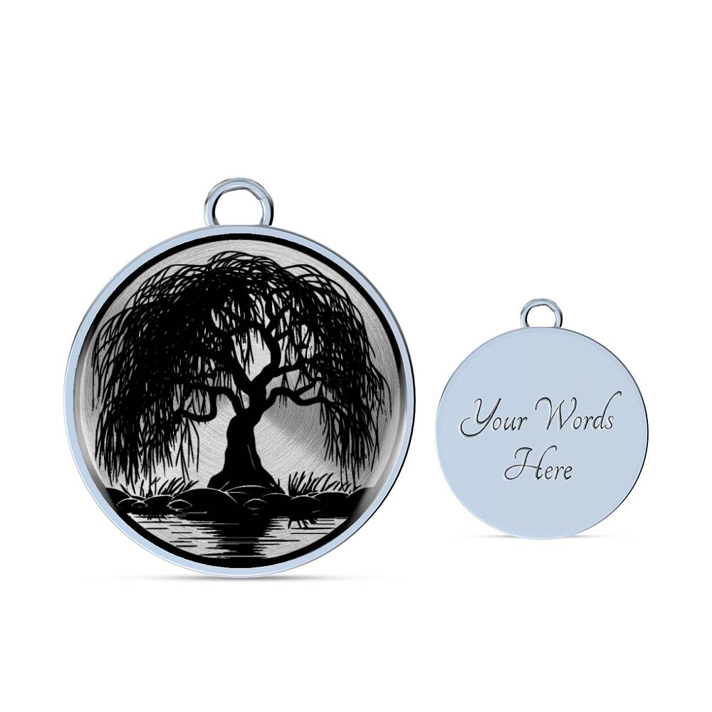 Weeping Willow Tree Bracelet Pendant with Engraving