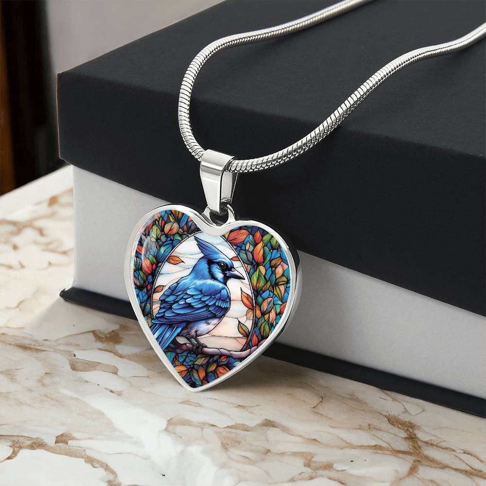Blue Jay Necklace, Golden Bird Necklace, Engraved Bluejay Spirit Companion Jewelry Gifts For Her, Valentines Gift & Mothers Day Necklace