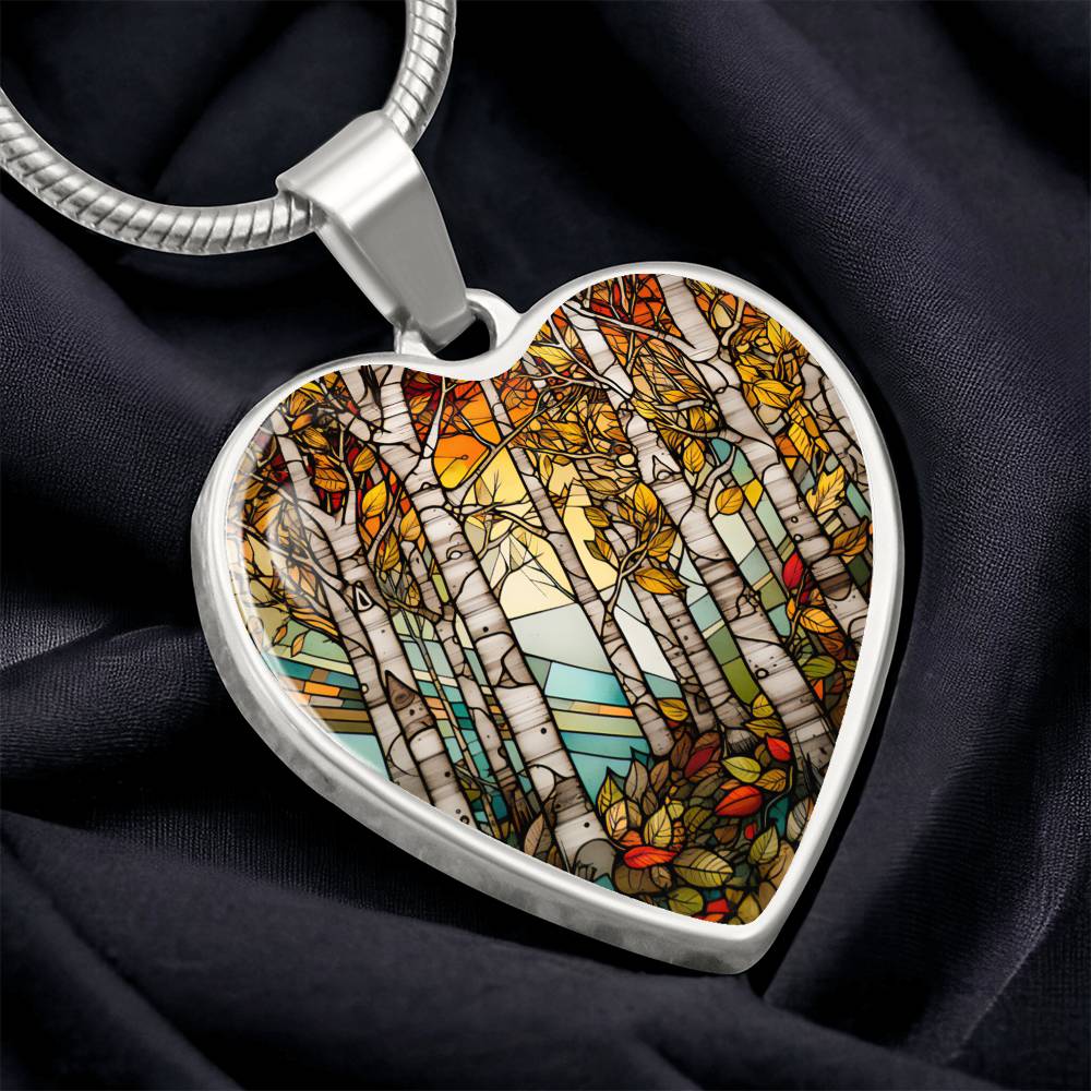 Heart Birch Tree Necklace