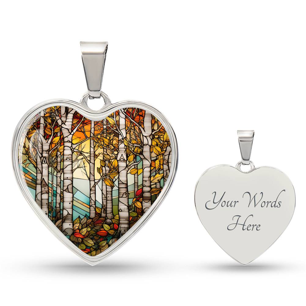 Heart Birch Tree Pendant with engraving