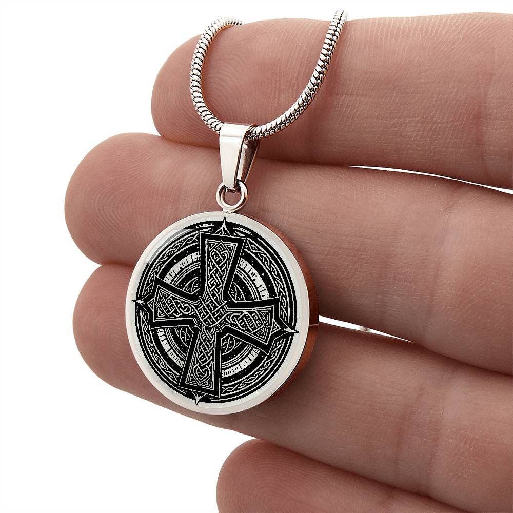 Celtic Cross Necklace, Engraved Celtic Jewelry, Personalized Cross Pendant Necklace