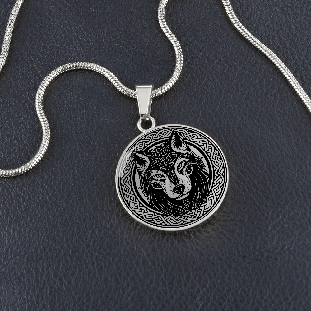 Celtic Wolf Necklace, Personalized Celtic Jewelry, Engraved Fenrir Viking Gift For Her & Him, Gold Animal Spirit Companion, Dog Lover Charm Pendant