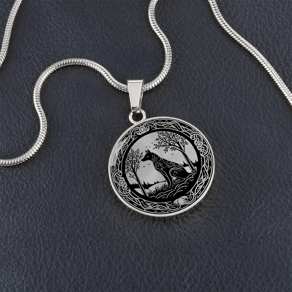 Celtic Wolf Necklace, Engraved Viking Jewelry, Personalized Animal Spirit Companion, Gold Dog Lover Gift, Norse Pagan Charm Pendant