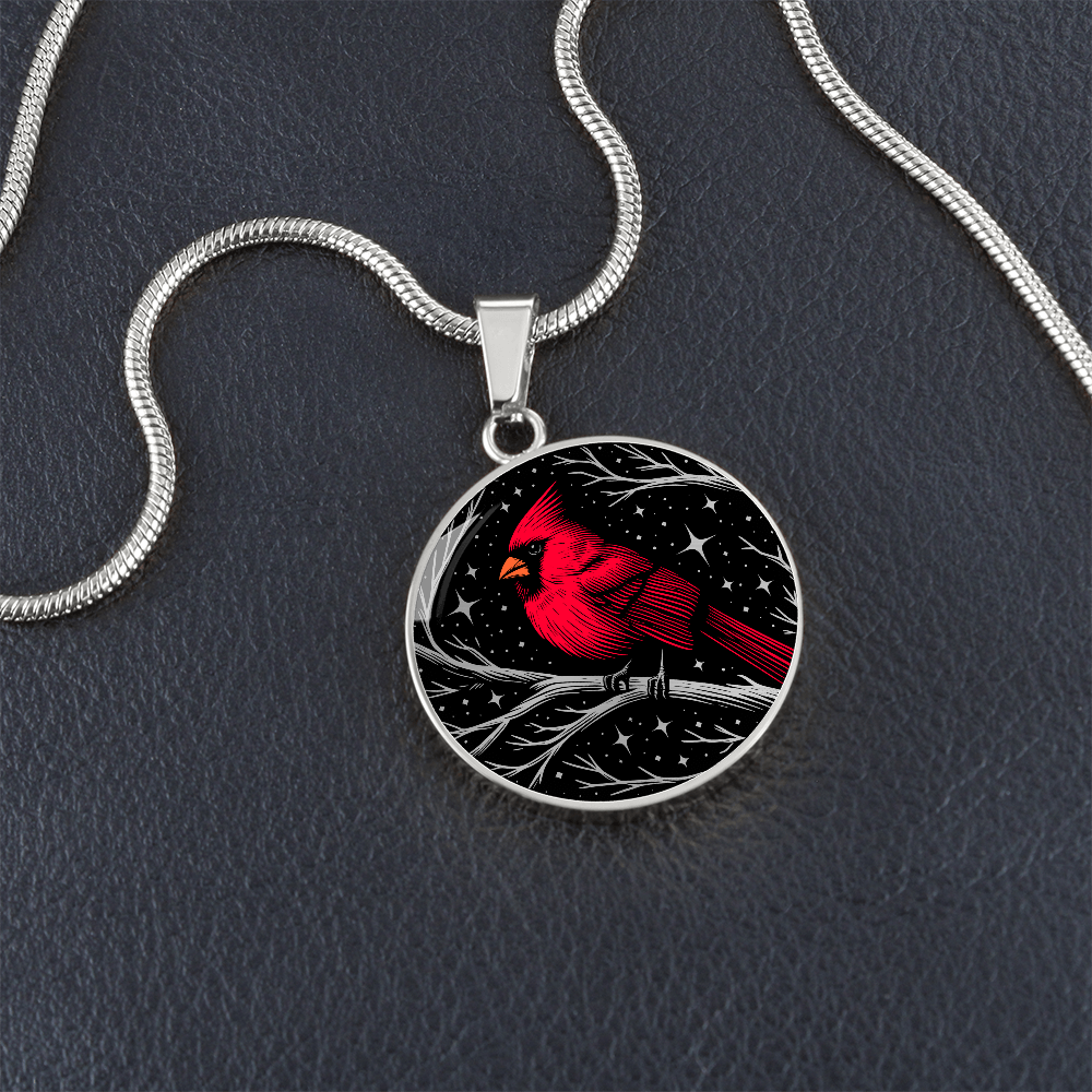 Cardinal Necklace, Red Cardinal Jewelry Gifts, Redbird Spirit Companion Charm Pendant, Engraved Bird Valentines Gift & Mothers Day Necklace