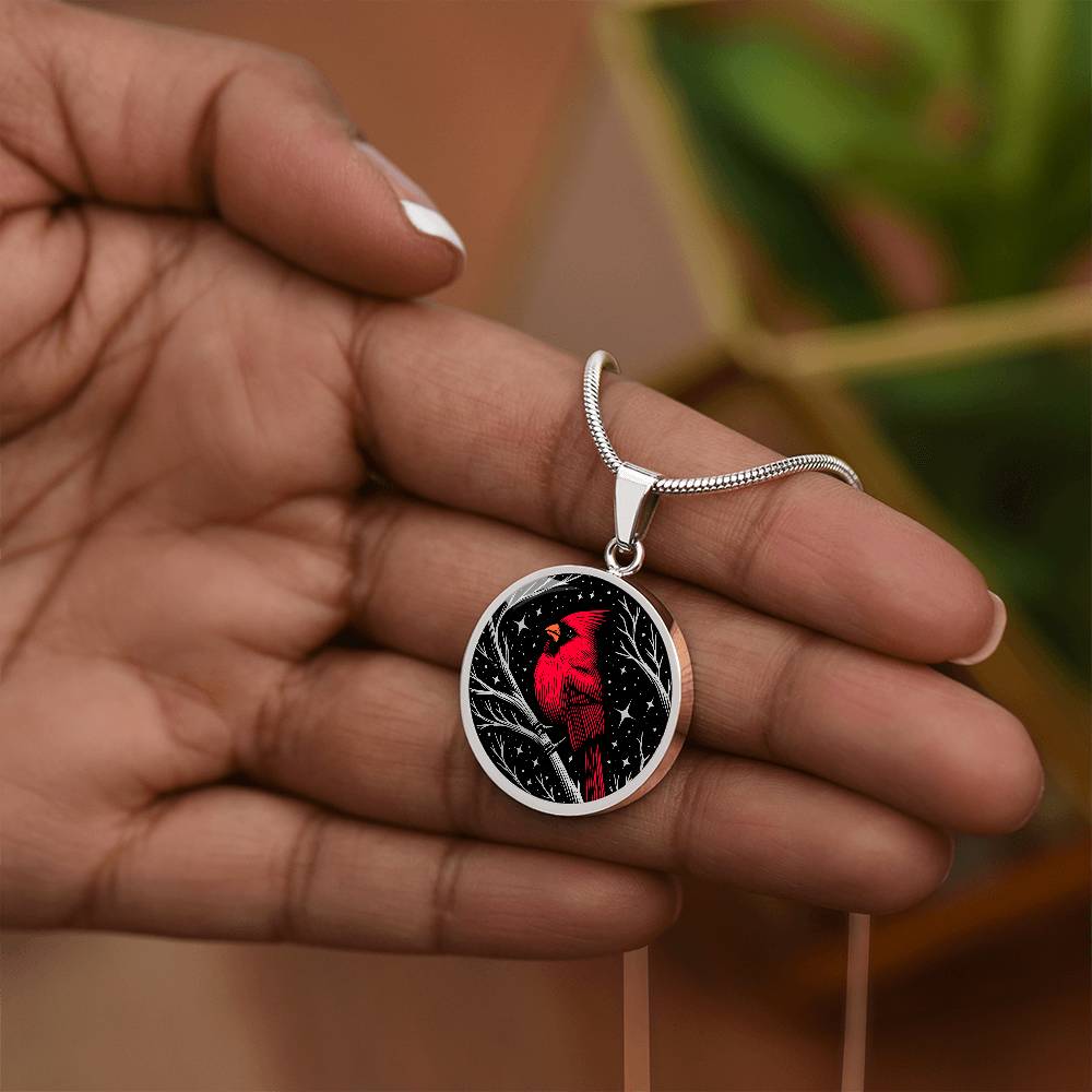 Cardinal Necklace, Red Cardinal Jewelry Gifts, Redbird Spirit Companion Charm Pendant, Engraved Bird Valentines Gift & Mothers Day Necklace