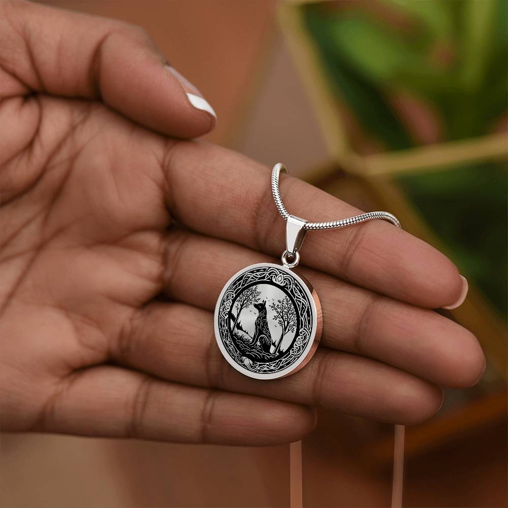 Celtic Wolf Necklace, Engraved Viking Jewelry, Personalized Animal Spirit Companion, Gold Dog Lover Gift, Norse Pagan Charm Pendant