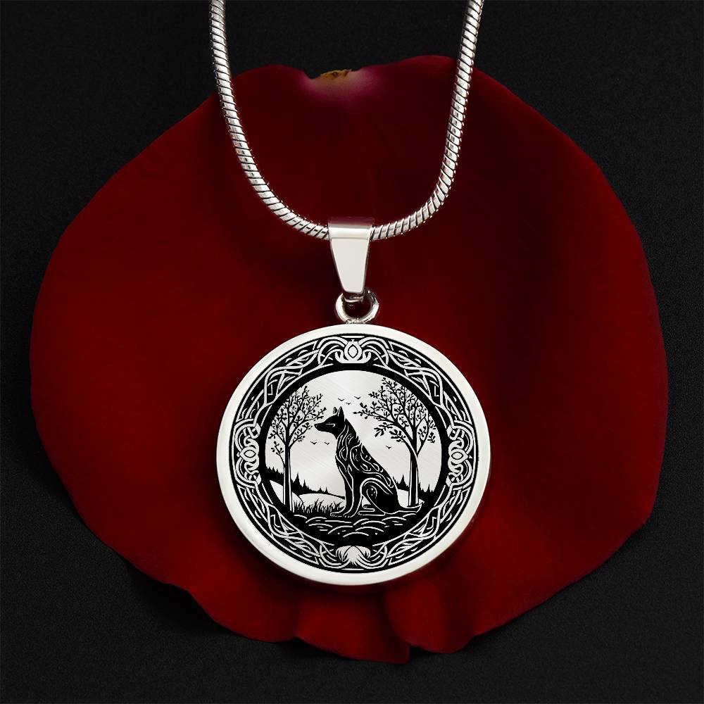 Celtic Wolf Necklace, Engraved Viking Jewelry, Personalized Animal Spirit Companion, Gold Dog Lover Gift, Norse Pagan Charm Pendant