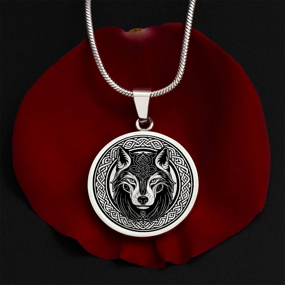 Celtic Wolf Necklace, Personalized Celtic Jewelry, Engraved Fenrir Viking Gift For Her & Him, Gold Animal Spirit Companion, Dog Lover Charm Pendant