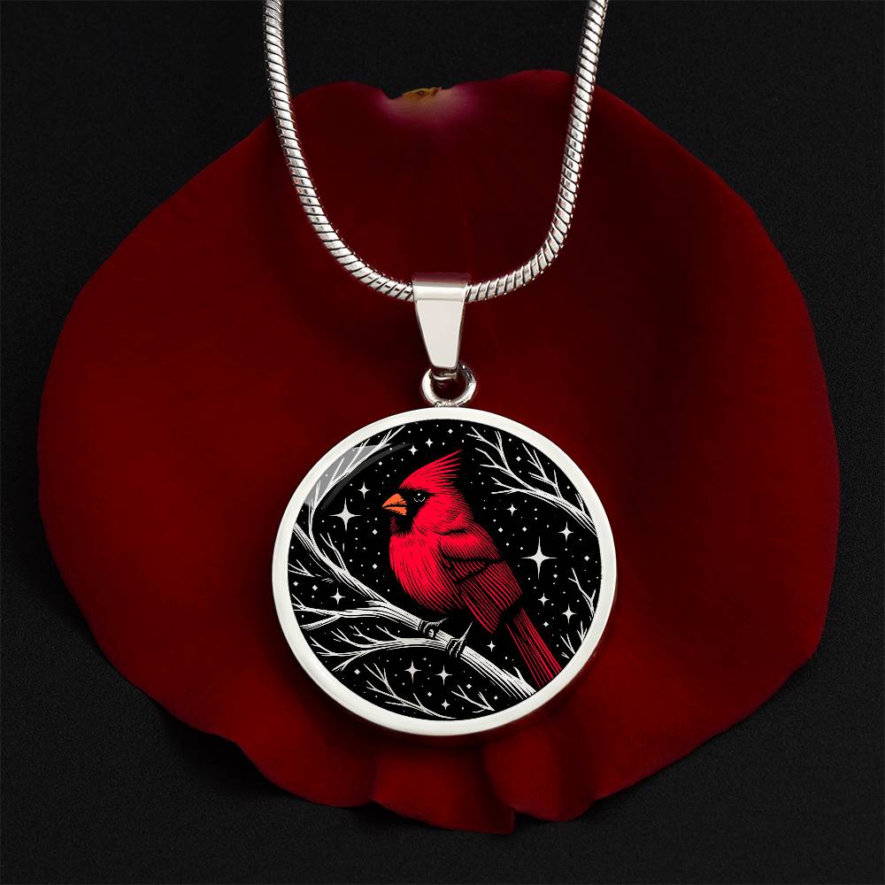 Cardinal Necklace, Red Cardinal Jewelry Gifts, Redbird Spirit Companion Charm Pendant, Engraved Bird Valentines Gift & Mothers Day Necklace