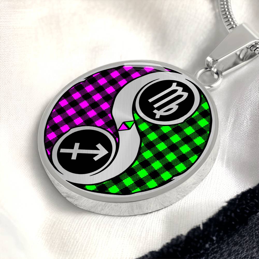 an elegant silver pendant Zodiac Necklace. This jewelry offers personalization with an engraving option for a name.