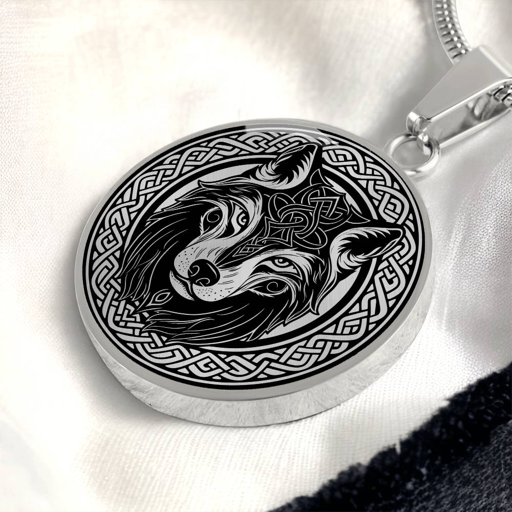 Celtic Wolf Necklace, Personalized Celtic Jewelry, Engraved Fenrir Viking Gift For Her & Him, Gold Animal Spirit Companion, Dog Lover Charm Pendant