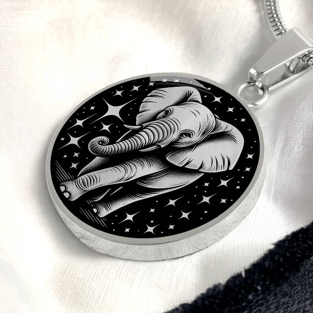 Elephant Necklace, Good Luck Charm Pendant, Spirit Companion Jewelry Gifts, Engraved Gold Elephant Valentines Gift & Mothers Day Necklace