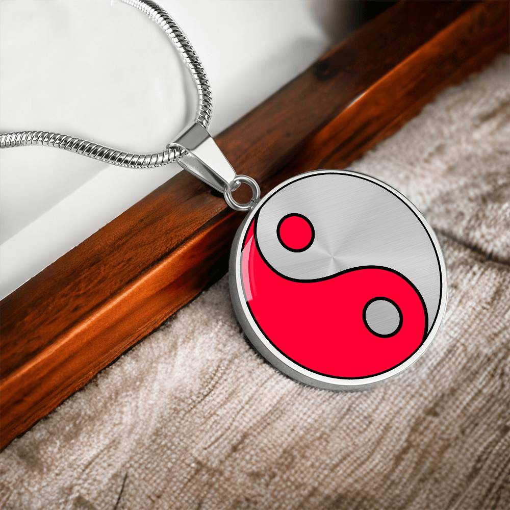 Silver Pendant Fire and Ice Yin Yang Necklace