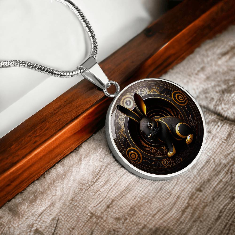 Black Rabbit Necklace, Year of The Rabbit 2023 Lunar New Year Gift, Personalized Easter Gold Bunny Necklace, Chinese Zodiac Animal Jewelry