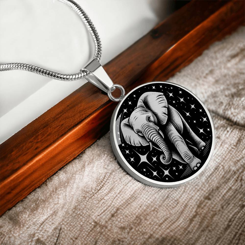 Elephant Necklace, Good Luck Charm Pendant, Spirit Companion Jewelry Gifts, Engraved Gold Elephant Valentines Gift & Mothers Day Necklace