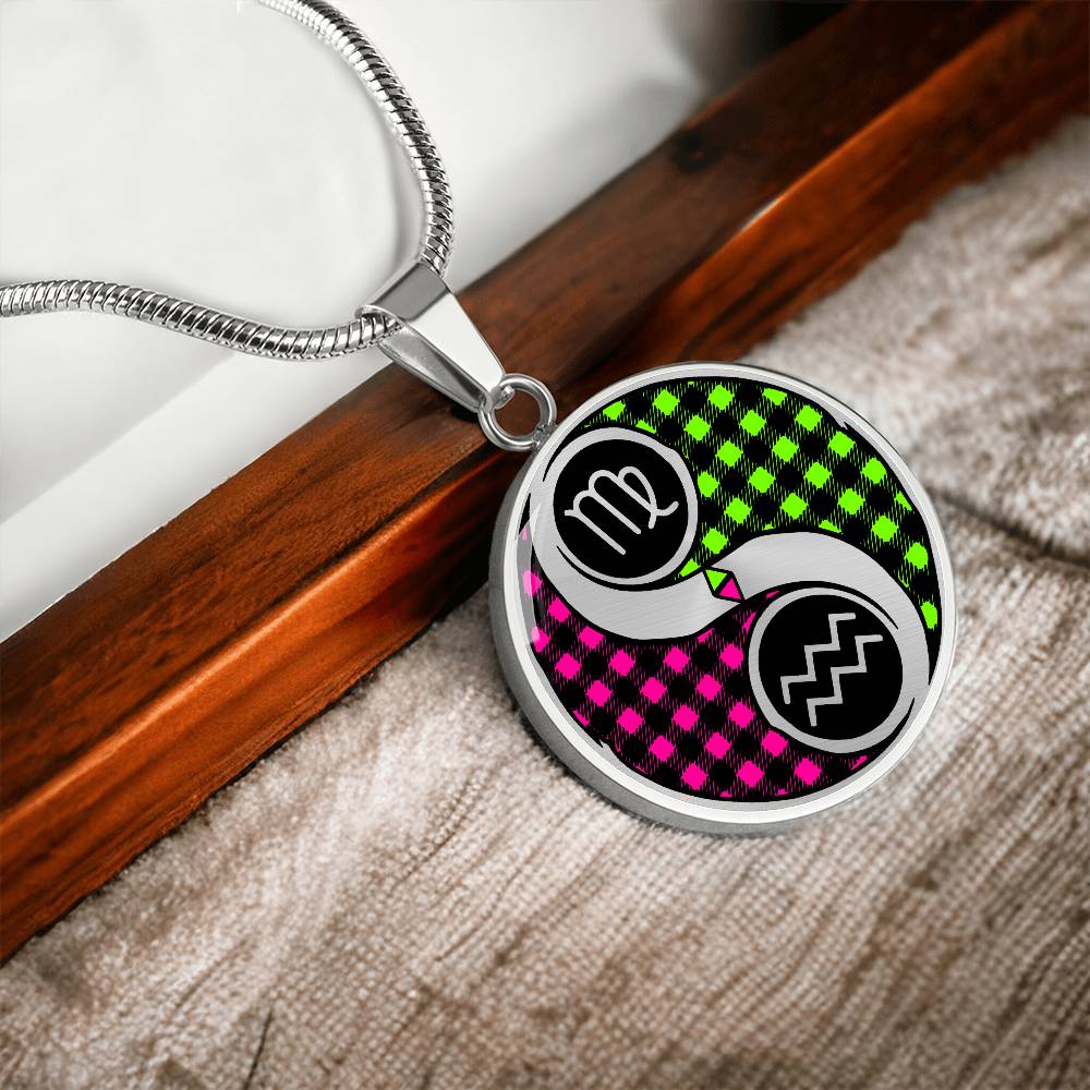 Virgo & Aquarius Necklace - Couples Zodiac Yin Yang Pendant Jewelry