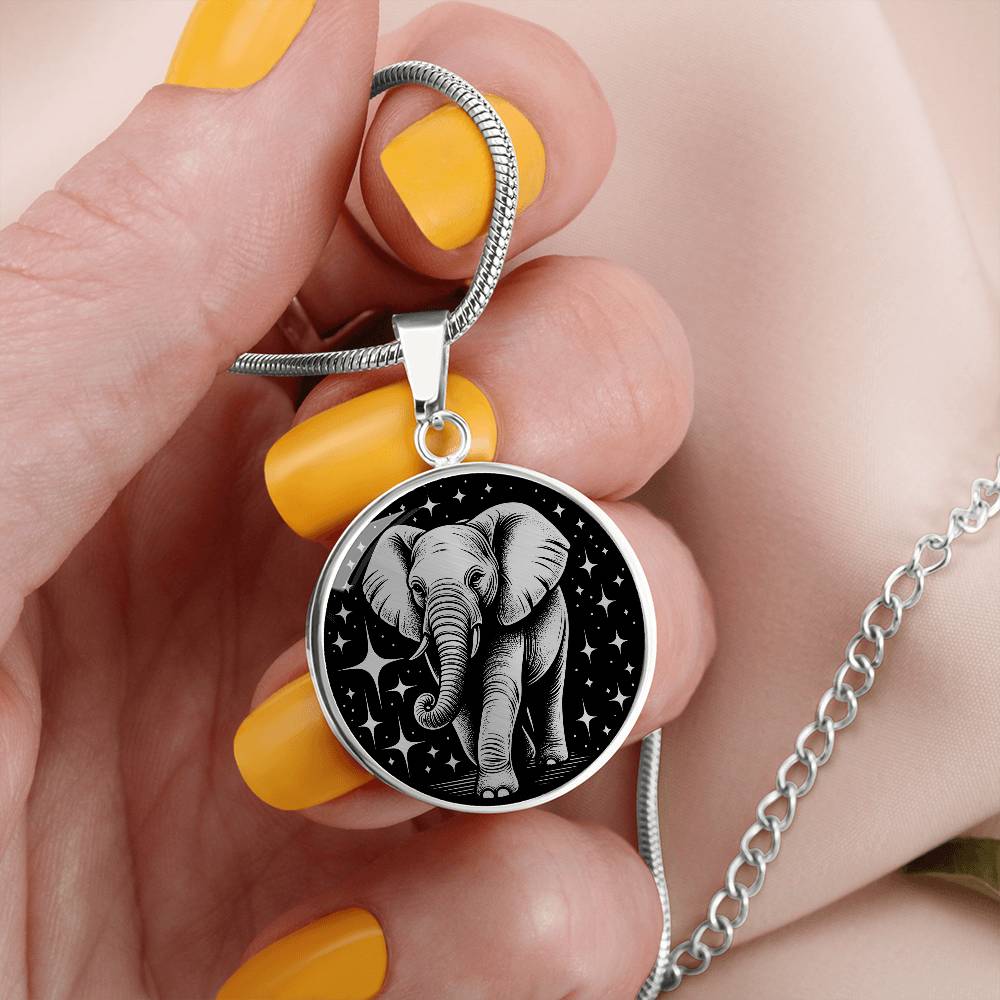 Elephant Necklace, Good Luck Charm Pendant, Spirit Companion Jewelry Gifts, Engraved Gold Elephant Valentines Gift & Mothers Day Necklace