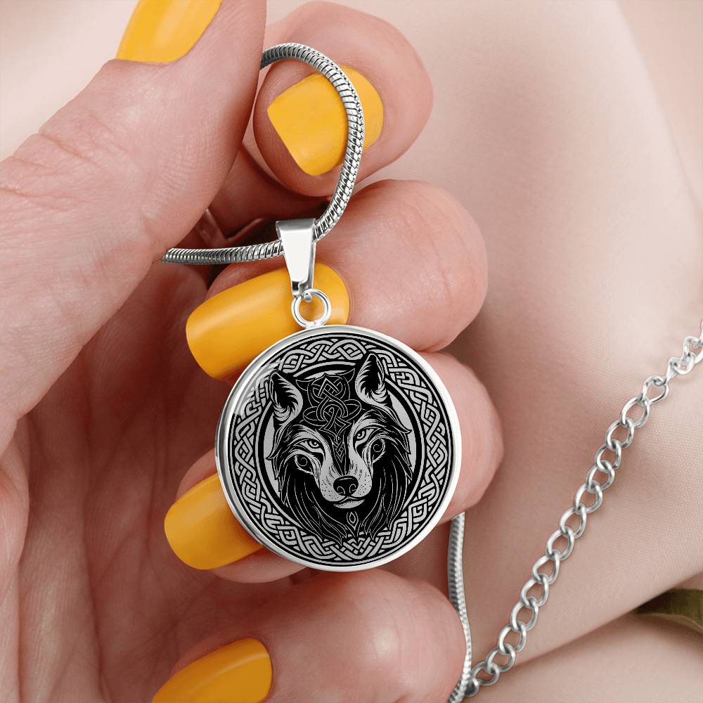 Celtic Wolf Necklace, Personalized Celtic Jewelry, Engraved Fenrir Viking Gift For Her & Him, Gold Animal Spirit Companion, Dog Lover Charm Pendant