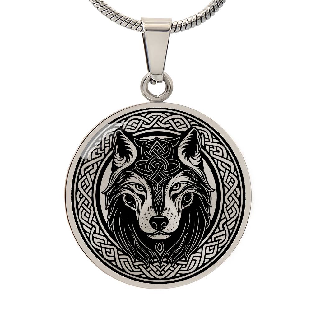 Celtic Wolf Necklace, Personalized Celtic Jewelry, Engraved Fenrir Viking Gift For Her & Him, Gold Animal Spirit Companion, Dog Lover Charm Pendant