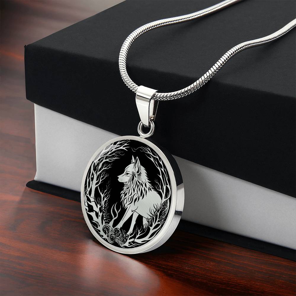 Silver Wolf Necklace, Personalized Nature Jewelry, Engraved Animal Spirit Companion Gift, Gold Lunar New Year of the Dog Charm Pendant