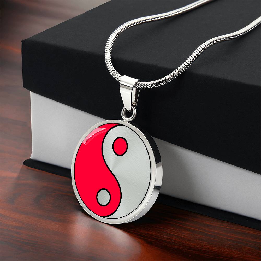 Silver Pendant Fire and Ice Yin Yang Necklace with gift box
