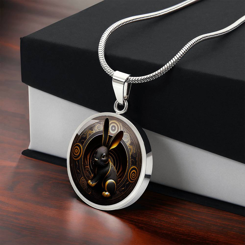 Black Rabbit Necklace, Year of The Rabbit 2023 Lunar New Year Gift, Personalized Easter Gold Bunny Necklace, Chinese Zodiac Animal Jewelry