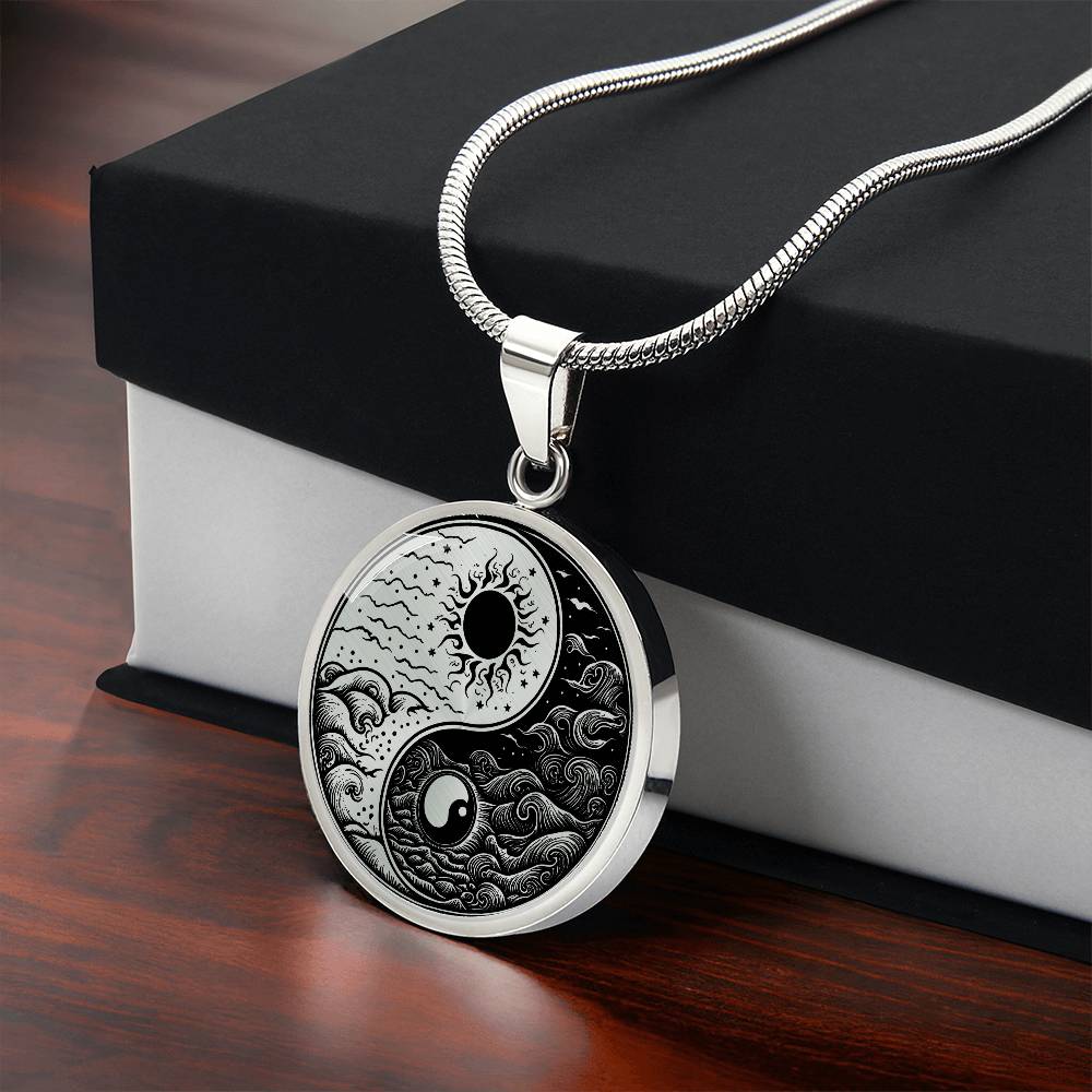 Sun and Moon Necklace, Yin Yang Pendant Necklace, Personalized Celestial Jewelry, Gold Plated Yin and Yang Necklace, Space Jewelry,