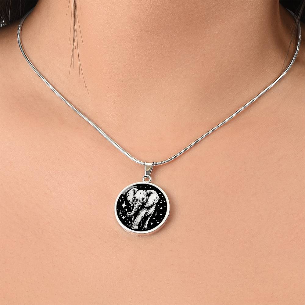 Elephant Necklace, Good Luck Charm Pendant, Spirit Companion Jewelry Gifts, Engraved Gold Elephant Valentines Gift & Mothers Day Necklace