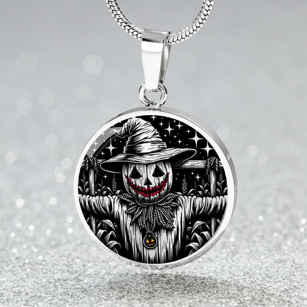 Scarecrow Necklace For Women & Men - Personalized Spooky Halloween Jewelry Gift For Her or Him - Gold and Silver Scarecrow Pendant Necklace