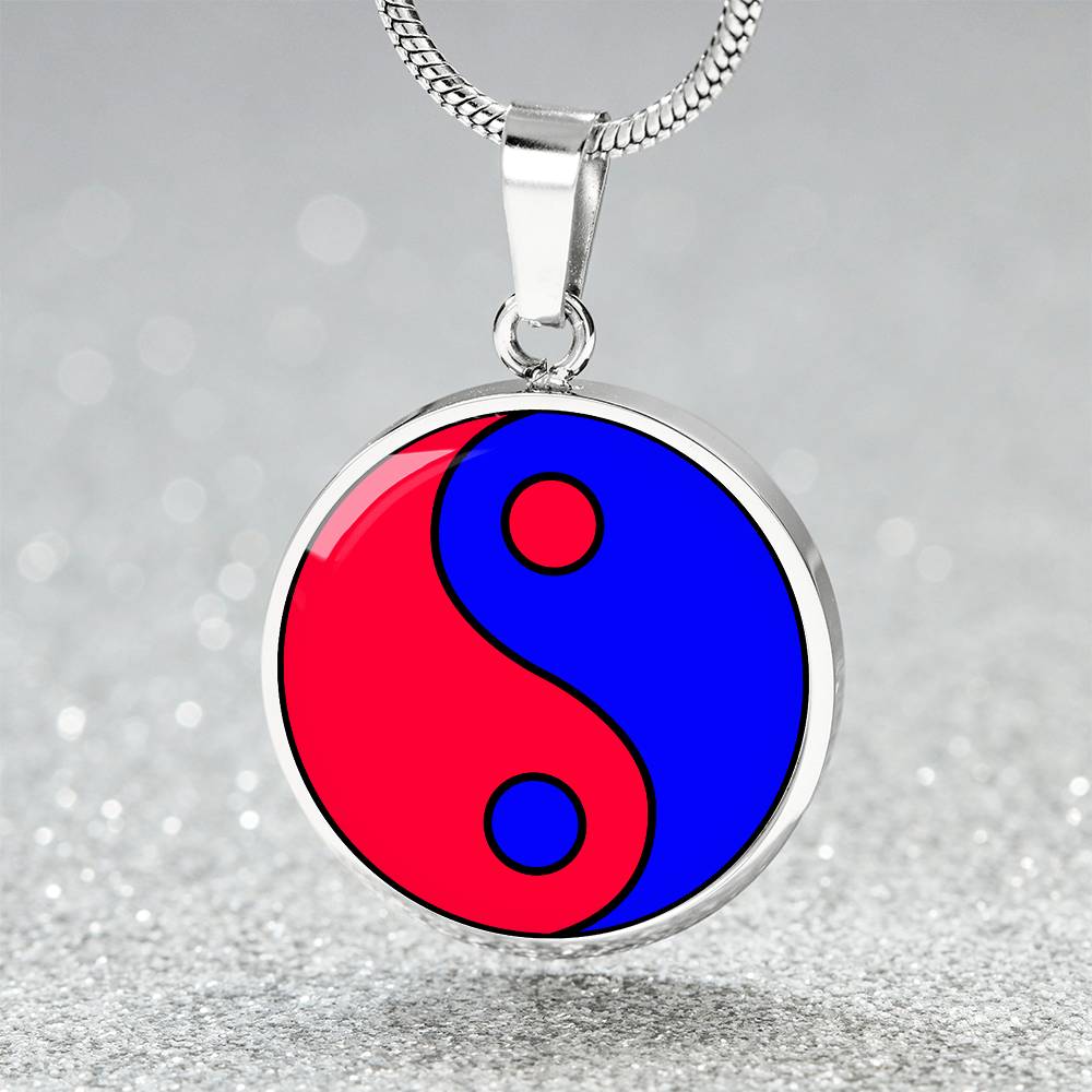 Silver Pendant Fire and Ice Yin Yang Necklace