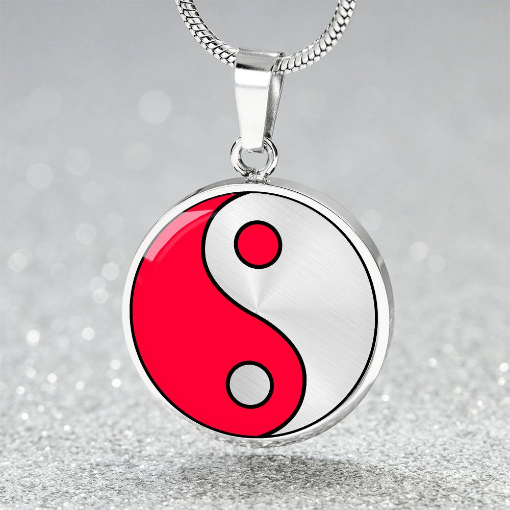 Silver Pendant Fire and Ice Yin Yang Necklace