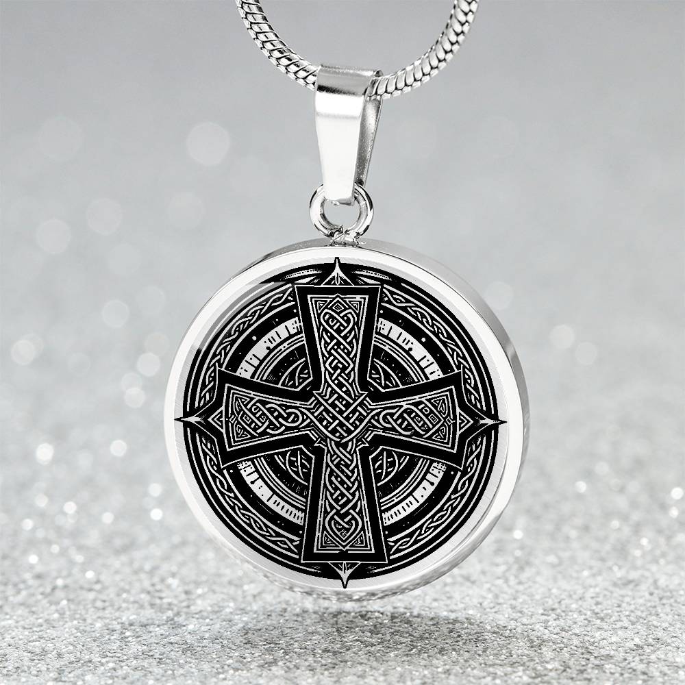 Celtic Cross Necklace, Engraved Celtic Jewelry, Personalized Cross Pendant Necklace
