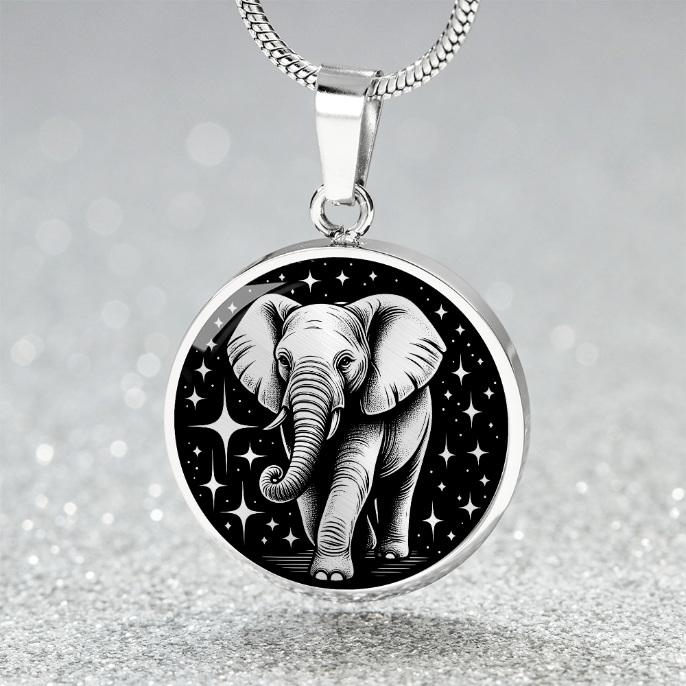 Elephant Necklace, Good Luck Charm Pendant, Spirit Companion Jewelry Gifts, Engraved Gold Elephant Valentines Gift & Mothers Day Necklace