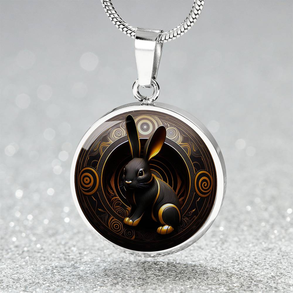 Black Rabbit Necklace, Year of The Rabbit 2023 Lunar New Year Gift, Personalized Easter Gold Bunny Necklace, Chinese Zodiac Animal Jewelry