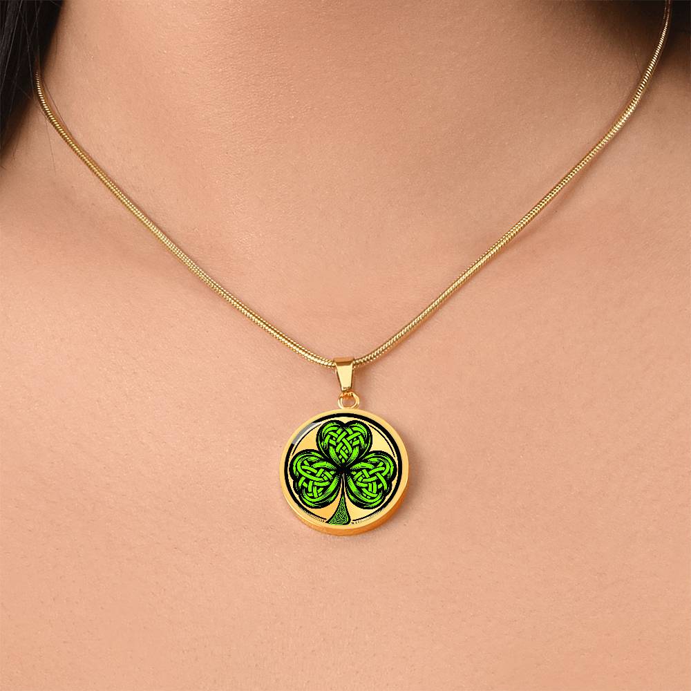 Celtic Clover Necklace, Shamrock Necklace, Four Leaf Clover Necklace, Good Luck Charm, Lucky Necklace, Saint Patricks Day Green Necklace