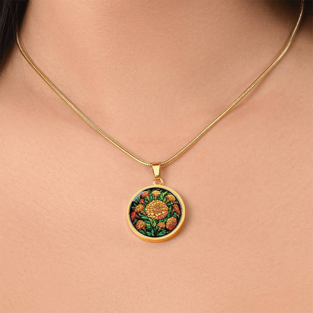 Engraved Marigold Necklace